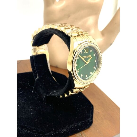 Roberto Cavalli Women's Watch 5L036 Green Dial Quartz Gold Stainless Steel 31mm - Picture 13 of 13